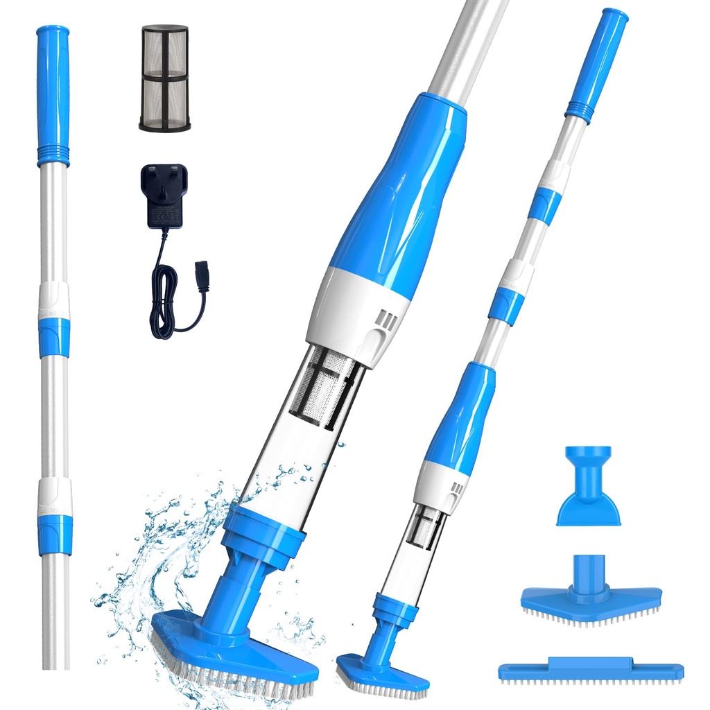 PoolyPoly Pool Vacuum Cleaner, 3 in 1 Electric Pool Hoover with Length Adjustable Handle