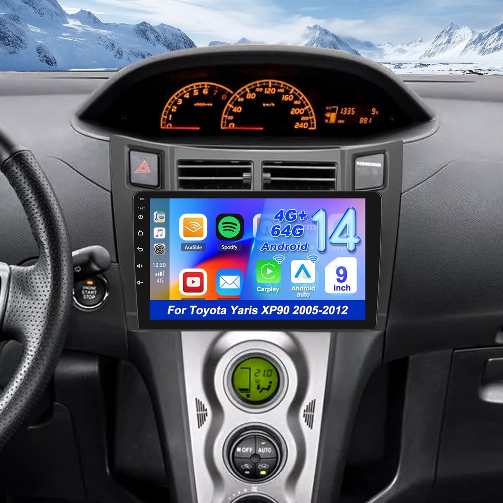 4+64G Android 14 Car Stereo 2Din for Toyota Yaris XP90 2005-2012 with carplay Android Auto 