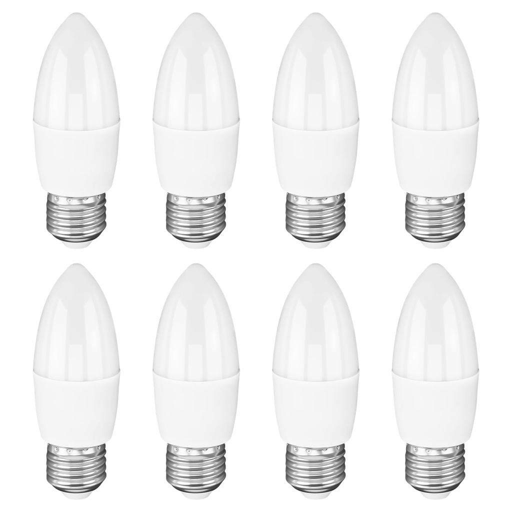 LED Candle Light Bulb E27 5W, 8PCS Edison Screw E27 C37 LED Candle Bulbs 40W Equivalent, 48
