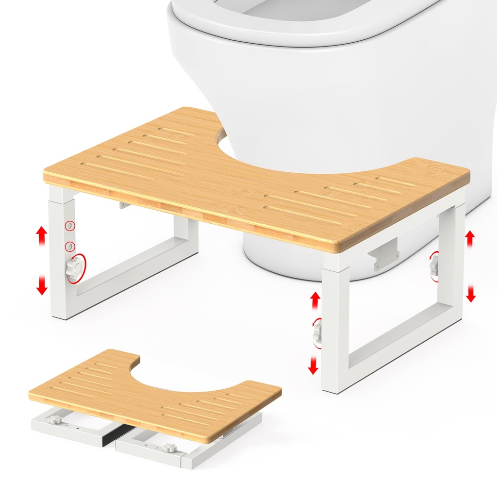 GLARETEX Toilet Stool Squat Adult Folding Squatting Potty Non-Slip Assistance Step Stool for