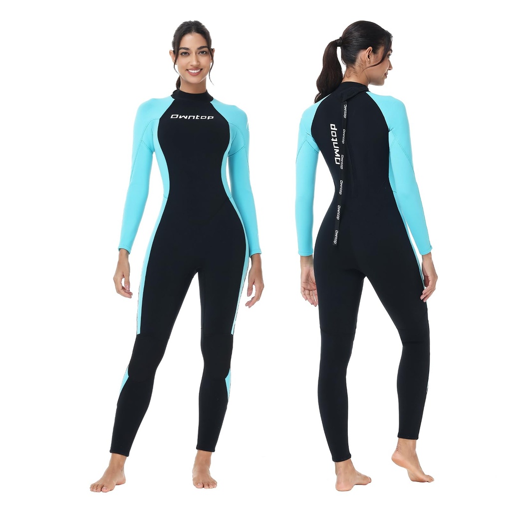 Owntop Mens Womens Wetsuit 3/2mm - Full Length Diving Suits, Back Zip Neoprene Wet Suits