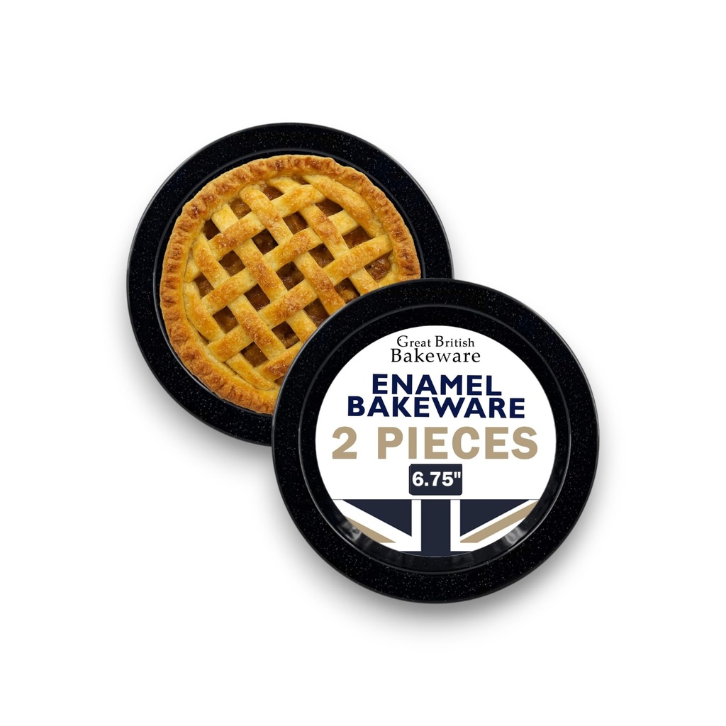Samuel Groves 6.75" Enamel Deep Round Pie Dish, Vintage Design, Suitable for Oven & Stove,