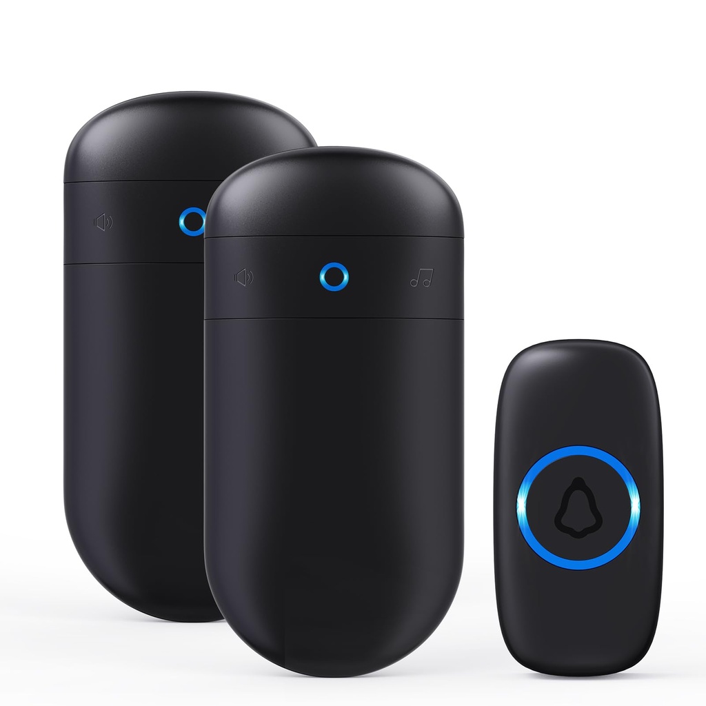 SECRUI Wireless Doorbell, Electric Cordless Door Bells Chime IP55 Waterproof Battery Operat