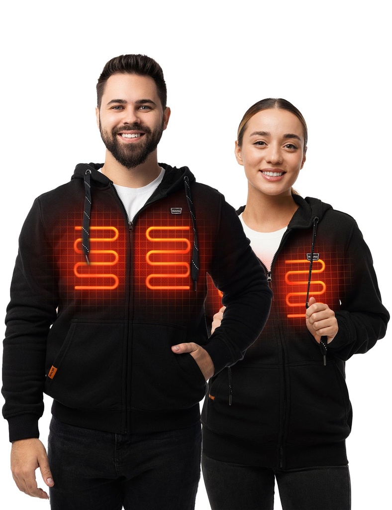 HENNCHEE Heated Hoodies for Men Women with Battery Pack, Zip Up Hooded Sweatshirt, Size L