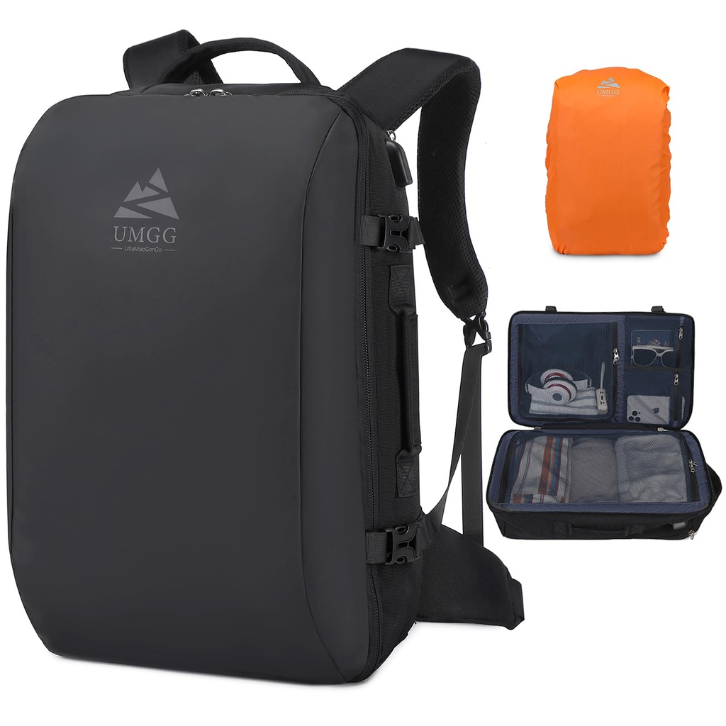 Travel Backpack for Men 35L, Underseat Cabin Bag Carry On Backpack with Rain Cover, 17inch