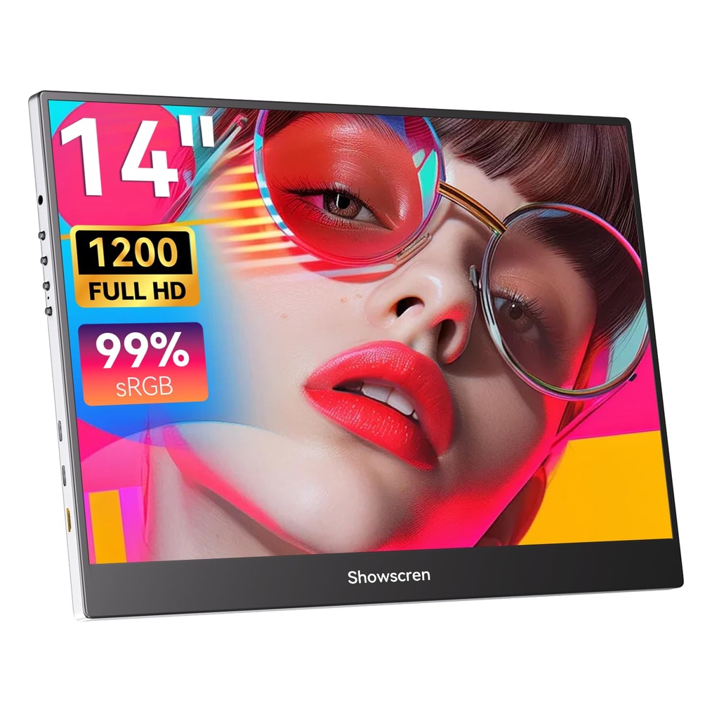 Showscren 14inch Portable Monitor, 1920x1200P Display, 60hz,99% sRGB,mini HDMI USB-C(Type-C