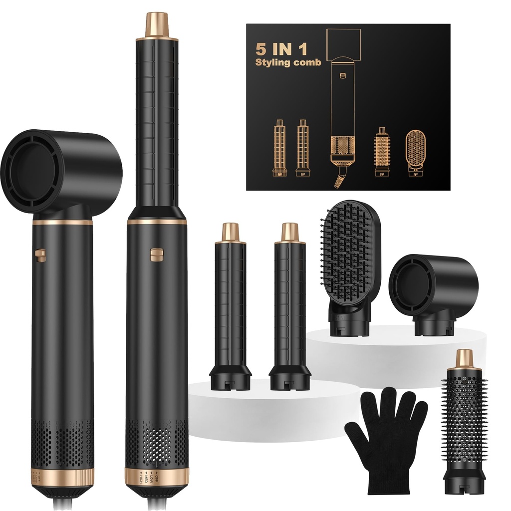 5 in 1 Hair Styler Airbrush 5 in 1 Multi Styler, Air Styler 5 in 1 with Curl Straighten, Vo