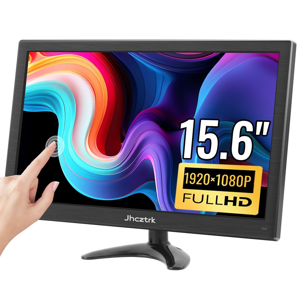Jhcztrk PC Touchscreen Monitor 15.6 Inch 1080P Full HD IPS Display 10-point Capacitive Touc