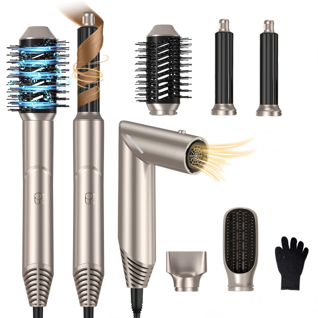 5 in 1 Air Styler Hair Dryer Brush with Rotatable Blow Dryer [60,000 RPM] Air Curlers Volum