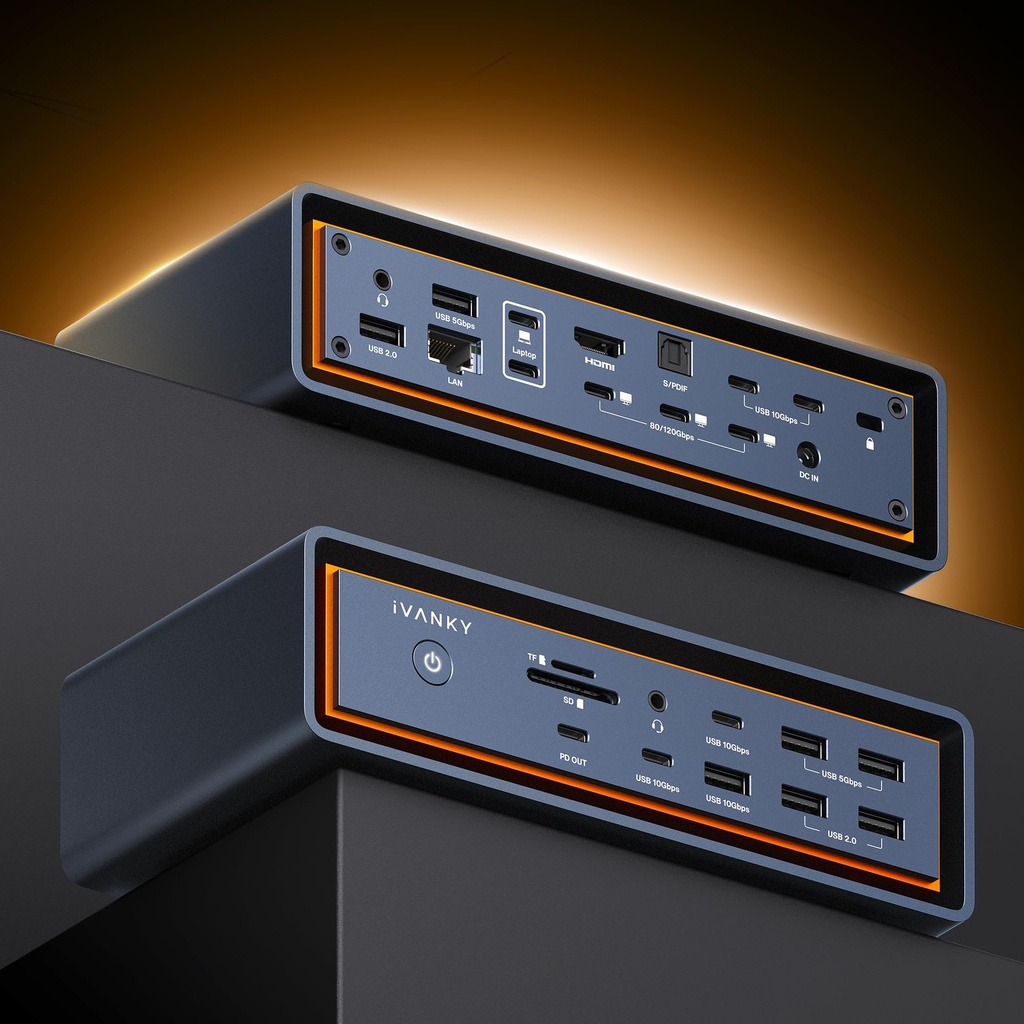 iVANKY 23-in-1 Intel Certified Thunderbolt 5 FusionDock Max 2, 120Gbps MacBook Docking Stat