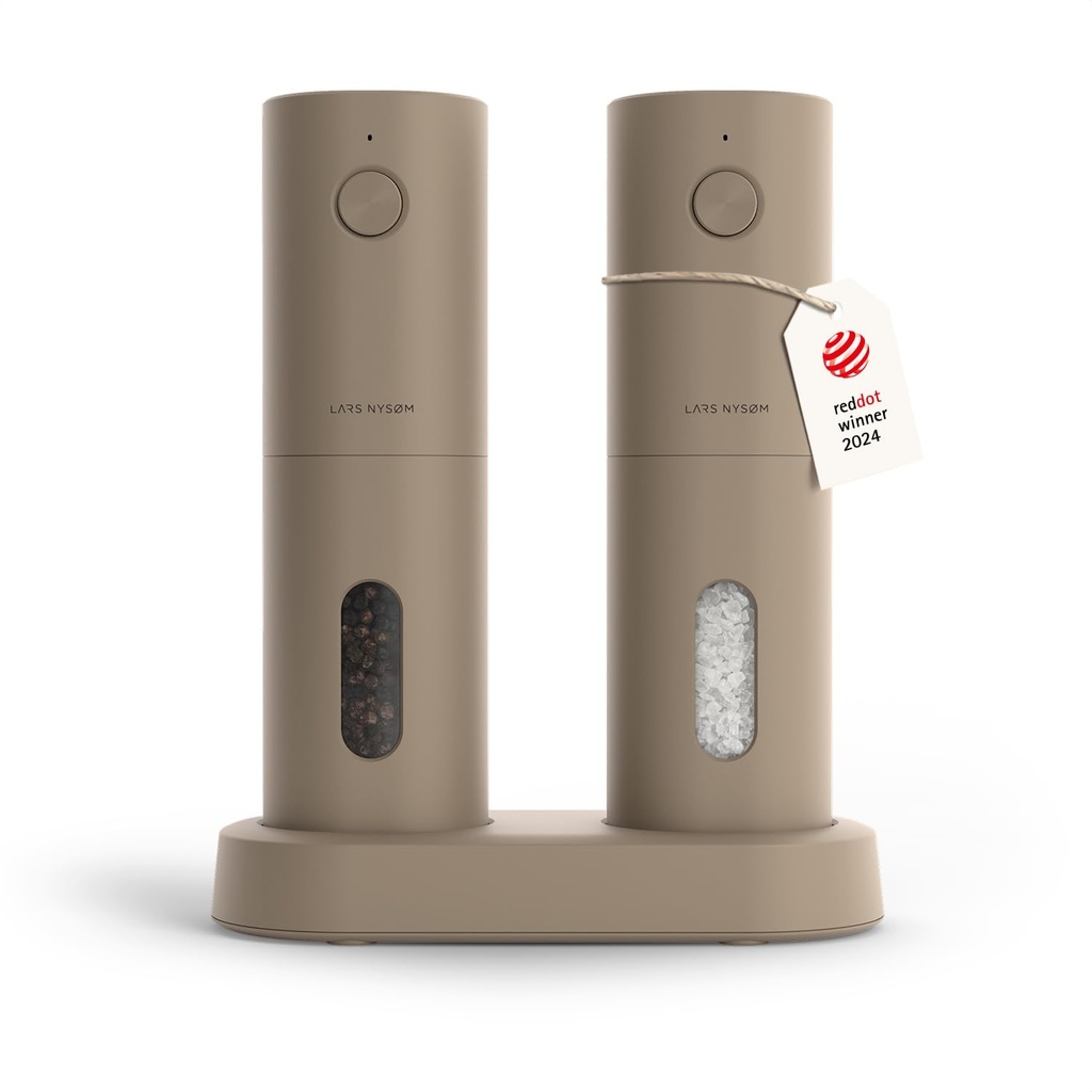 LARS NYSÃƒÂ˜M Electric Salt and Pepper Grinder Set, USB Rechargeable, Automatic Salt and Pe
