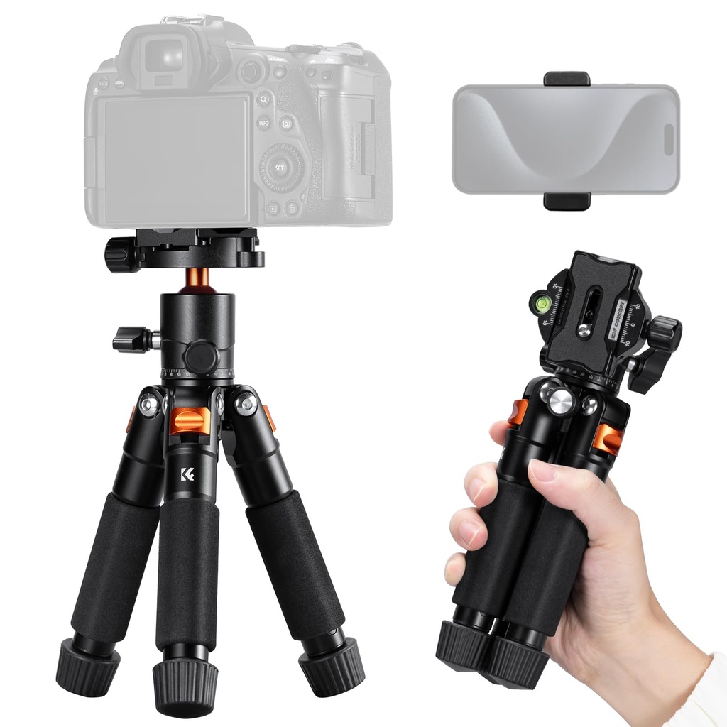 K&F CONCEPT 21.6''/ 55cm Compact Small Camera Tripod, Mini Desktop Tripod with 360?? Ball H