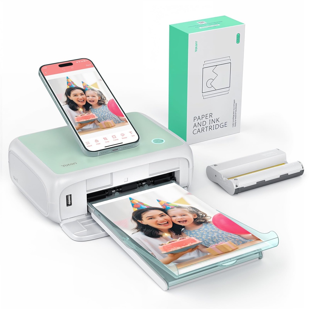 YOTON Photo Printer, Picture Printer with 54 Sheets Bundle (6"x4"), Support AR Video Printi