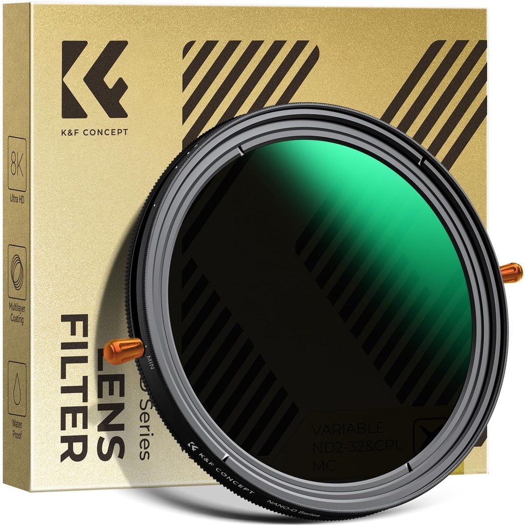 K&F CONCEPT 55mm Versatile ND2-32 & CPL Filter, Variable ND Polarizing with 24-layer Coatin