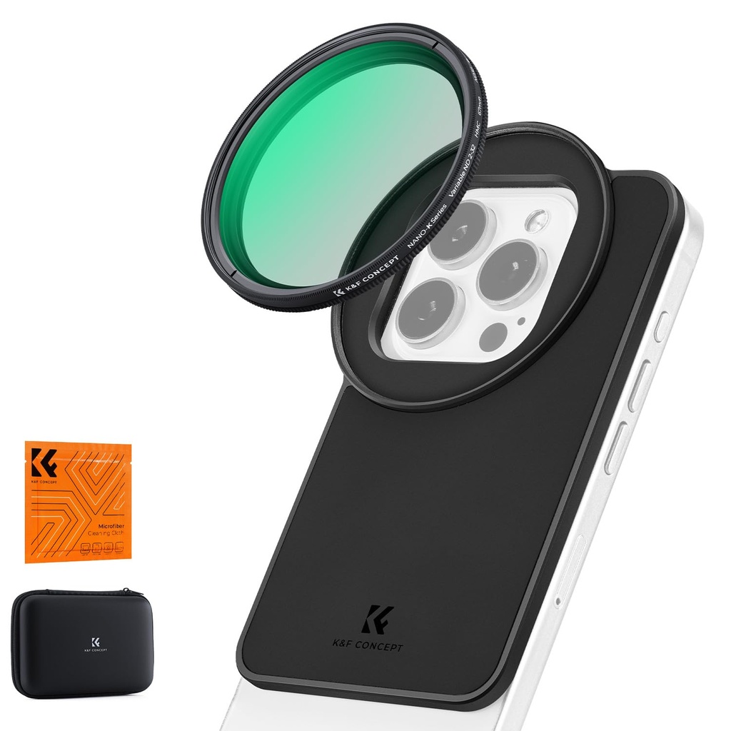 K&F CONCEPT Magnetic Phone Filter Mount with 67mm Threaded ND2-32 Phone Filter Adapter Comp