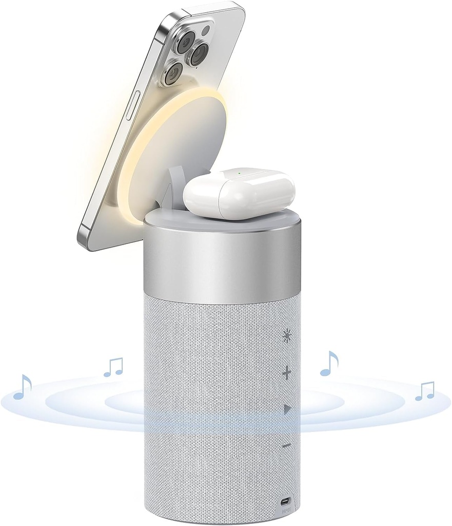 COLSUR Bluetooth Speaker, Wireless Charger, Bluetooth Speakers with Night Light, 2 in 1 Wir