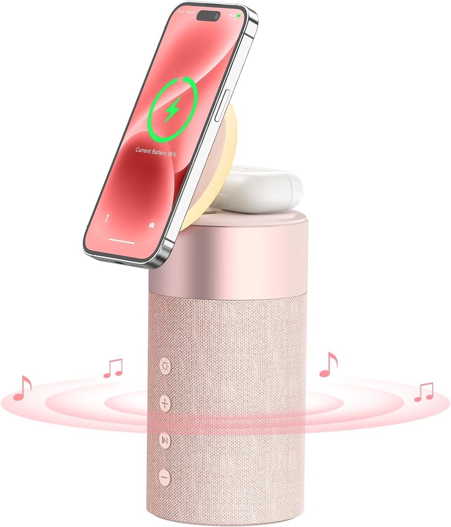 COLSUR Bluetooth Speaker, Wireless Charger, Bluetooth Speakers with Night Light, 2 in 1 Wir