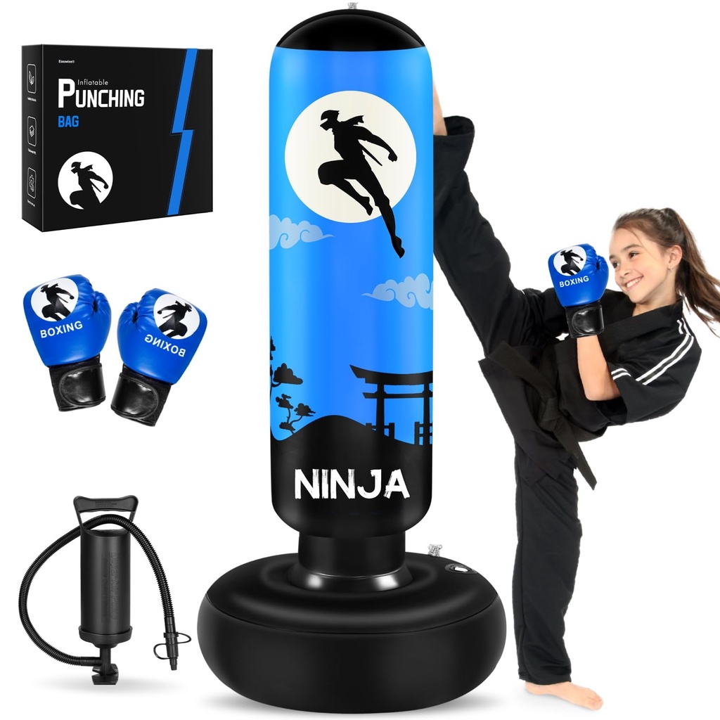 Punching Bag for Kids, Kids Boxing Set with Boxing Gloves 66" Large Inflatable Punching Bag