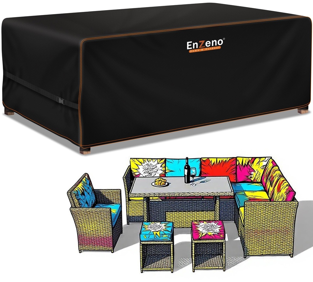 Enzeno Rattan Garden Furniture Covers Waterproof for outside, 125x63x74cm,Patio cube Set Co