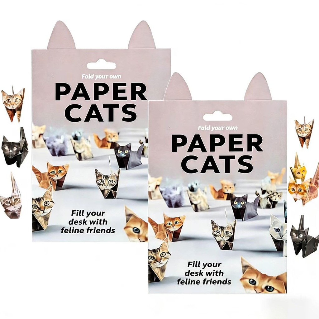 Paper Cats Origami Kit, 50 Sheets DIY Fold Your Own Paper Cat Figures, Unique Cat Lover Gif