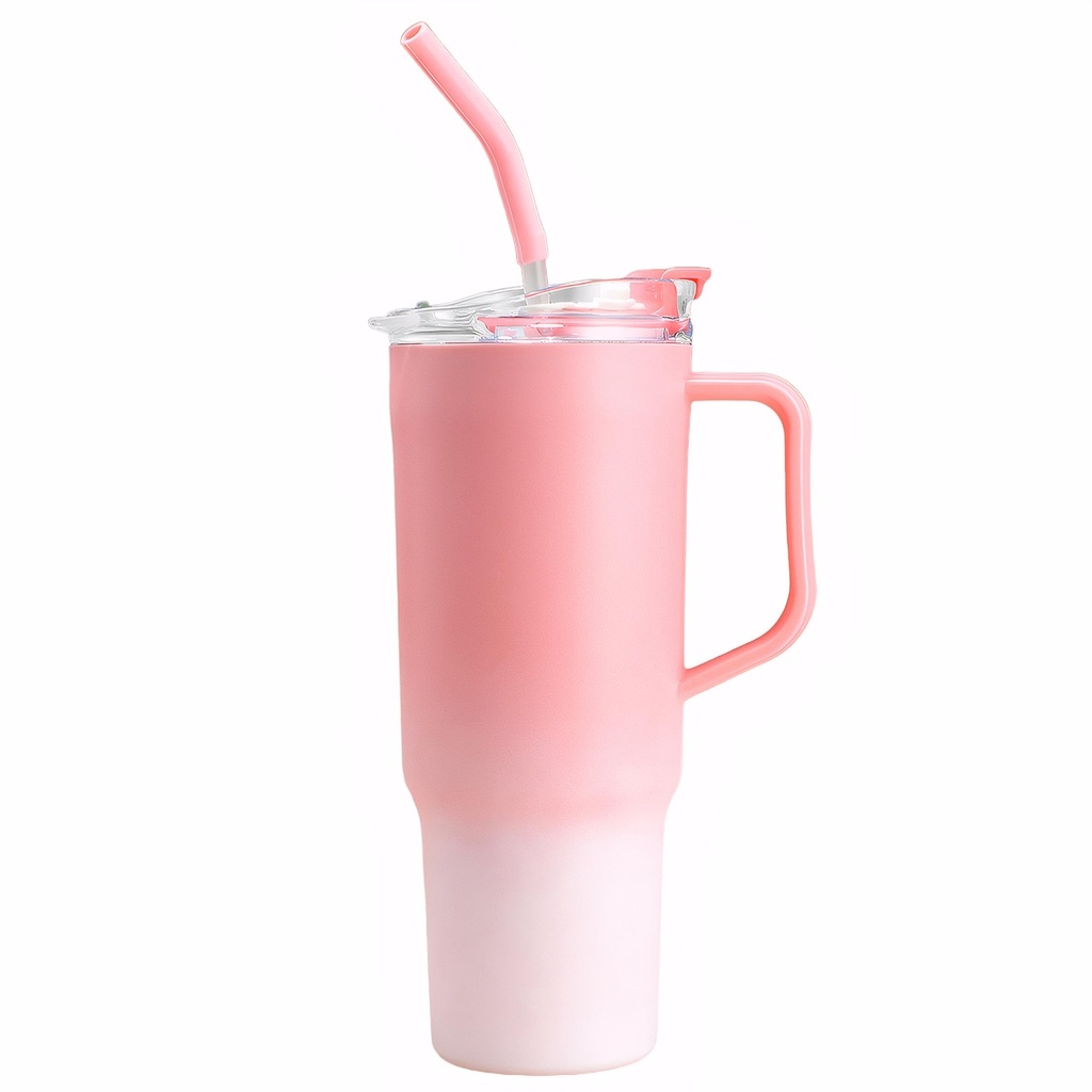 Yisituo 1200ml Tumbler with Straw and Lid, Reusable Plastic Travel Mug with Handle, Insulat