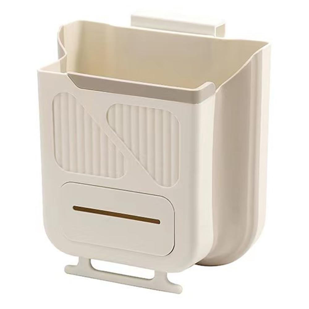 Foldable Kitchen Waste Bin, Wall-Mounted, White, 25 x 26 cm