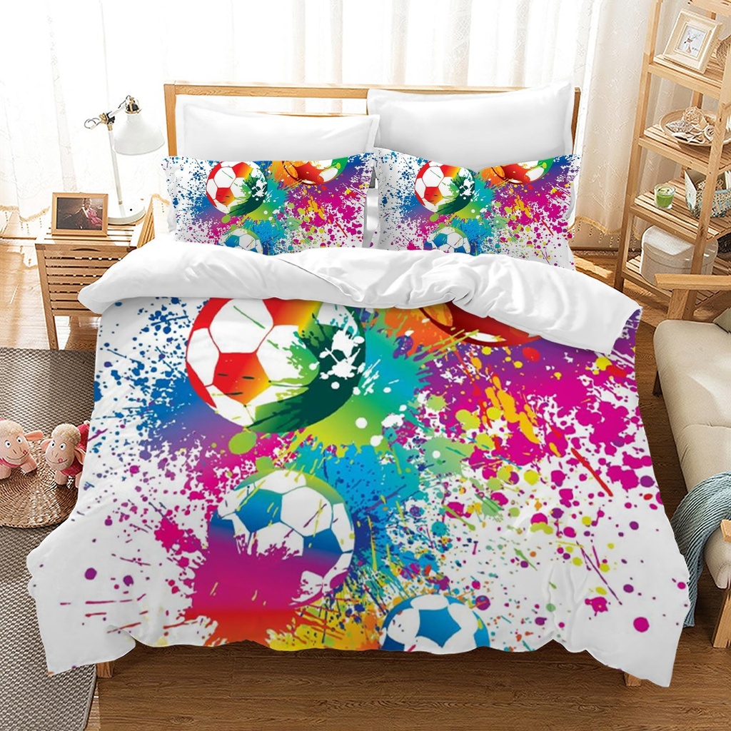 PQCXXA Football Duvet Cover 3 Piece Boys football Bedding Set with 2 Pillowcases 50x75 cm f