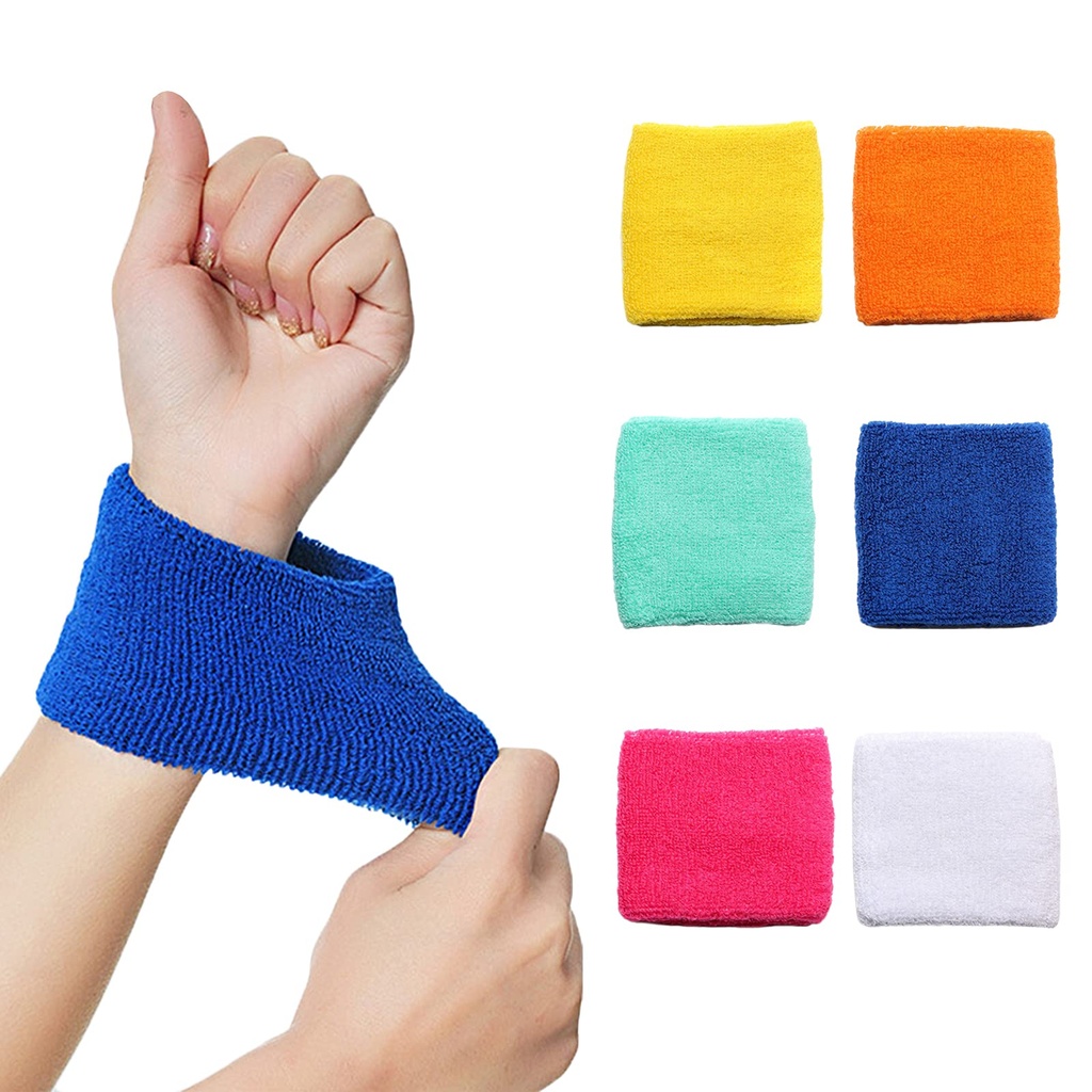 GmeDhc Sweat Bands Wristbands, 6 Pieces Cotton Sweat Bands Set for Men and Women, Colourful