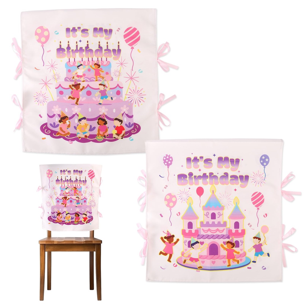 Lyreh 2pcs It's My Birthday Chair Cover, Happy Birthday Kid Seat Covers Classroom Chair Dec