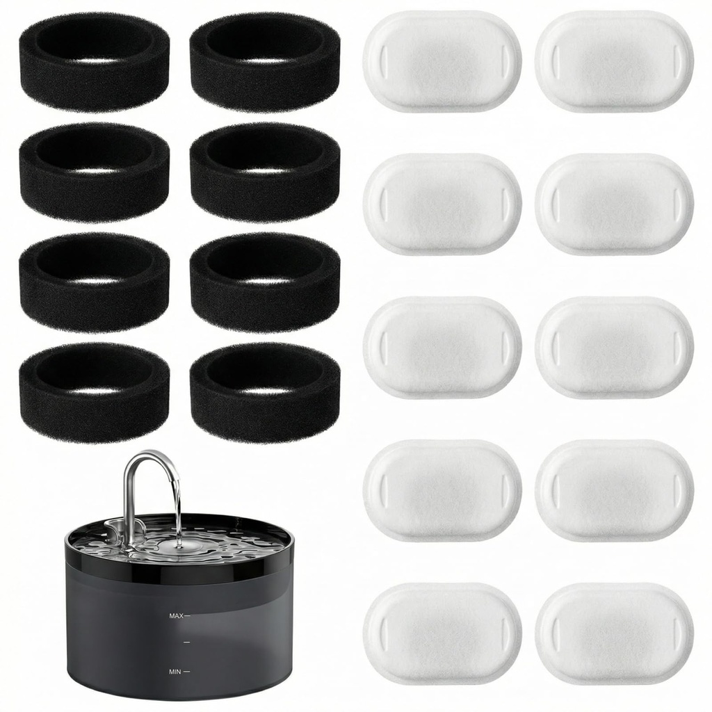 20Pcs Cat Water Fountain Filters Pet Dispenser Filter Replacement 10 Activated Carbon 10 Fo