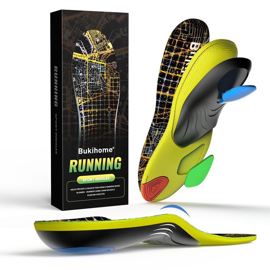 Bukihome Running Insoles Orthotic Inserts - Arch Support Inserts for Plantar Fasciitis