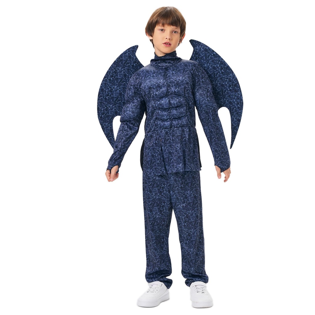 AENEY Kids Blue Bat Muscle Costume (Medium / 130CM)