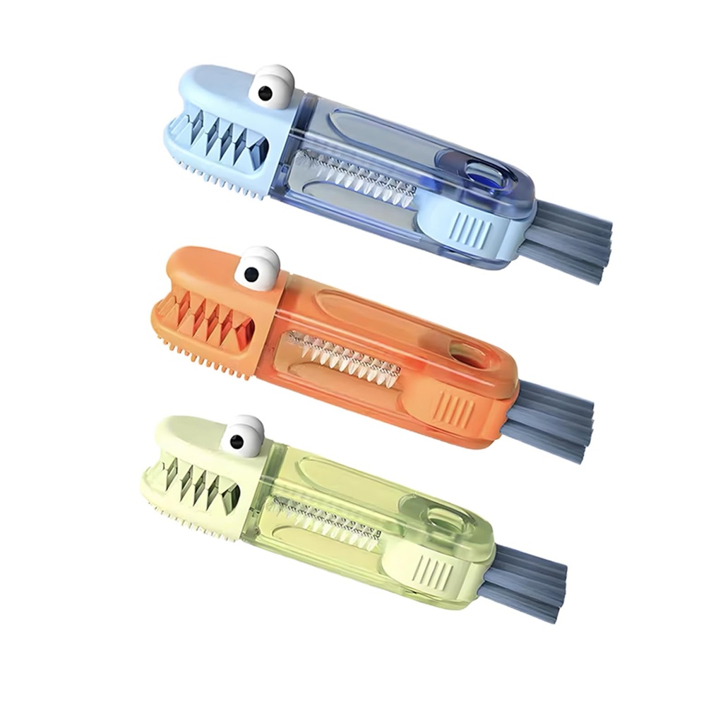3-in-1 Cup Lid Cleaning Brush Set (3PCS), Cute Crocodile Design Bottle Crevice Cleaner, Mul
