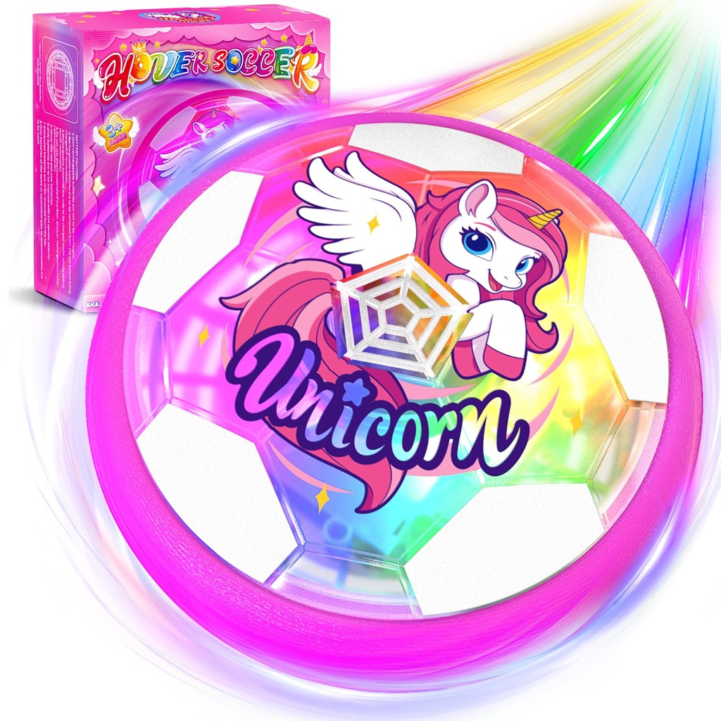 Hover Football for Girls Toys Age 3-12, Lighted Indoor Football Unicorn Gifts for Girl 3-10