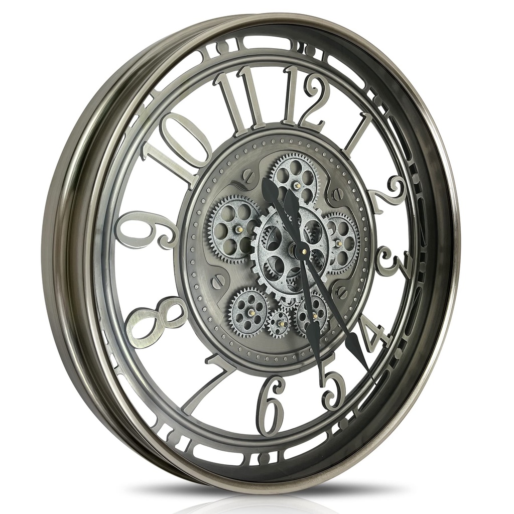 DORBOKER Moving Gears Wall Clock Large Modern Metal Clocks for Living Room Decor, Industrial