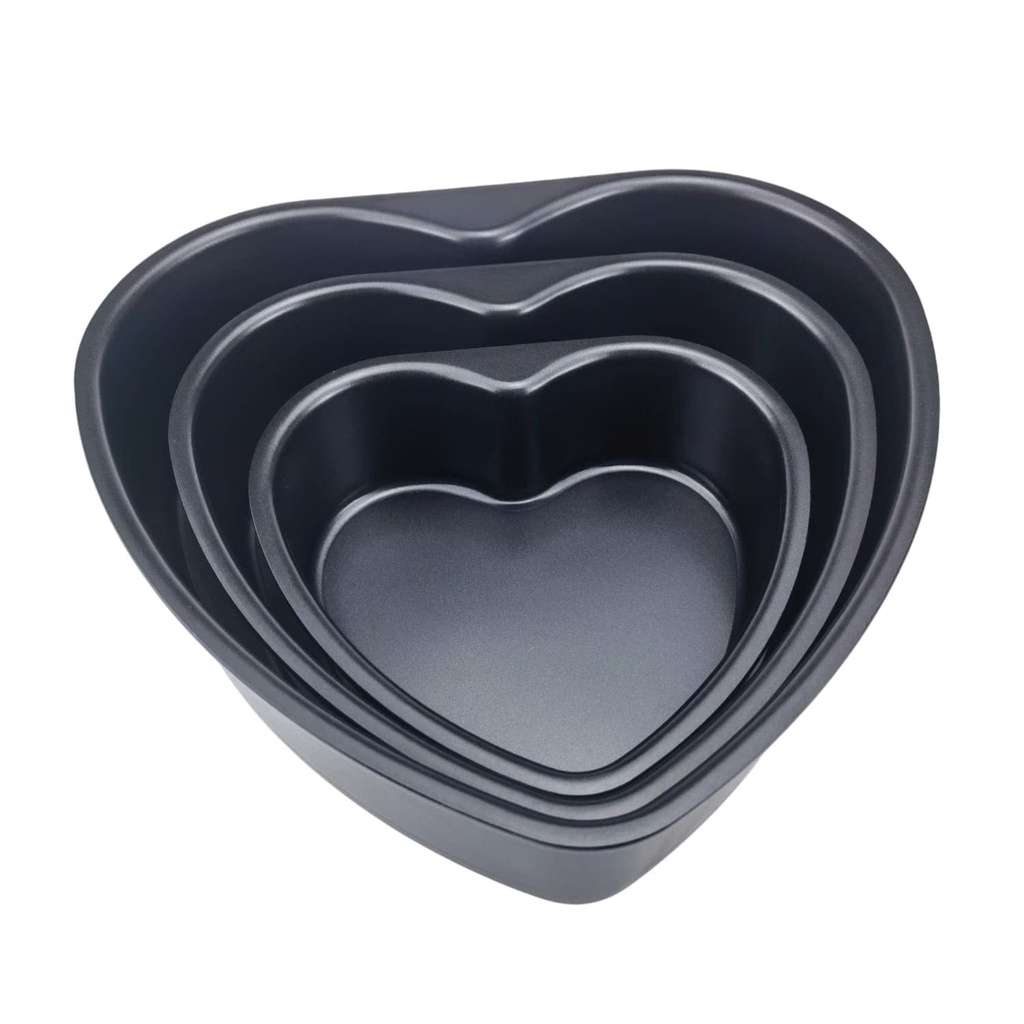 Eidoct 3pcs Heart Shaped Cake Pan Aluminum Cake Tray, 6/8/10 Inch Heart Shaped Non-Stick Ca