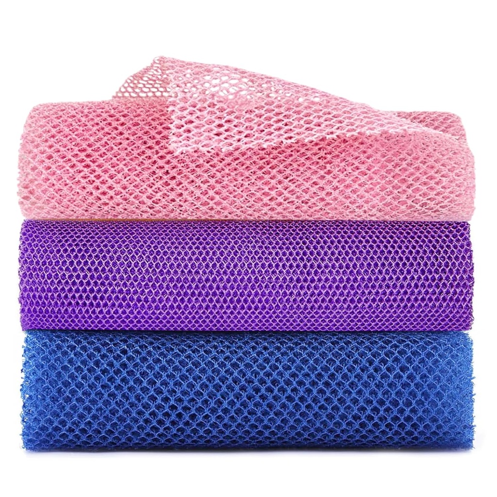 2 Pcs African Exfoliating Net, African Exfoliating Sponge, Nylon Back Scrubbers, Shower Spo