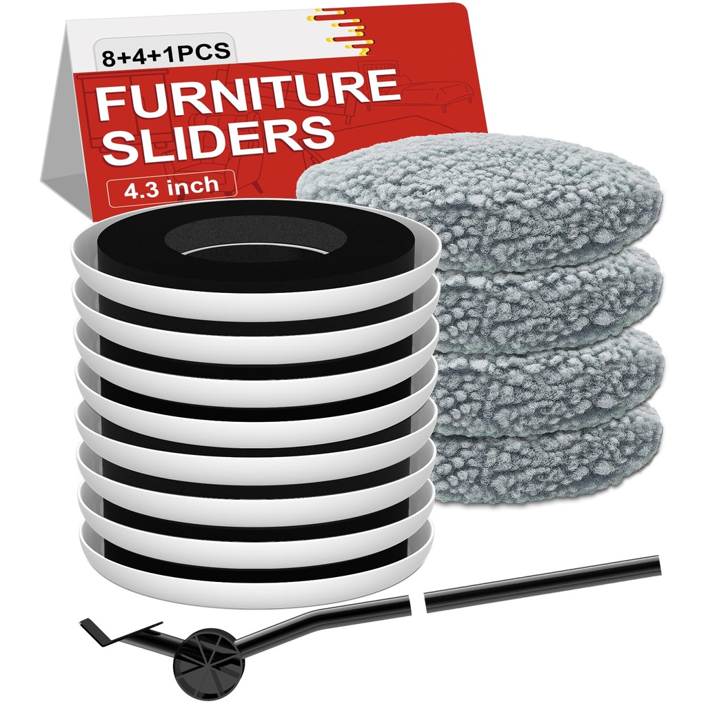 NIUXX Furniture Sliders for Carpet, 8 Set Appliance Sliders with Anti-Slip Groove, Oval Hea