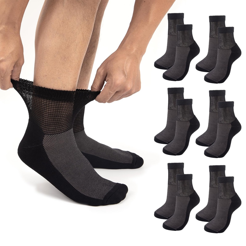 CYMNER Diabetic Socks for Women Ankle - Bamboo Viscose Breathable Non Binding Soft Top Sock