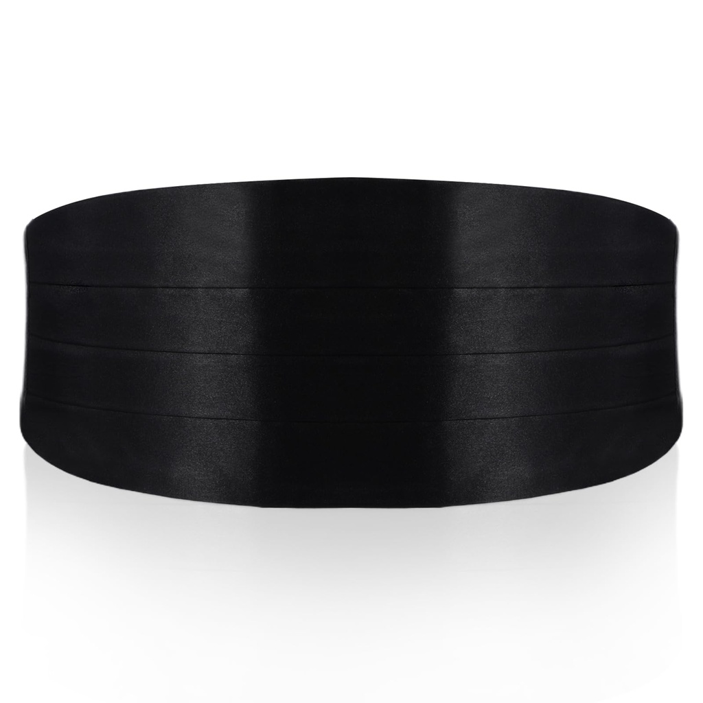 Lusofie Cummerbund for Men Adjustable Cumberband for Men Satin Black Cummerbund for Tuxedo