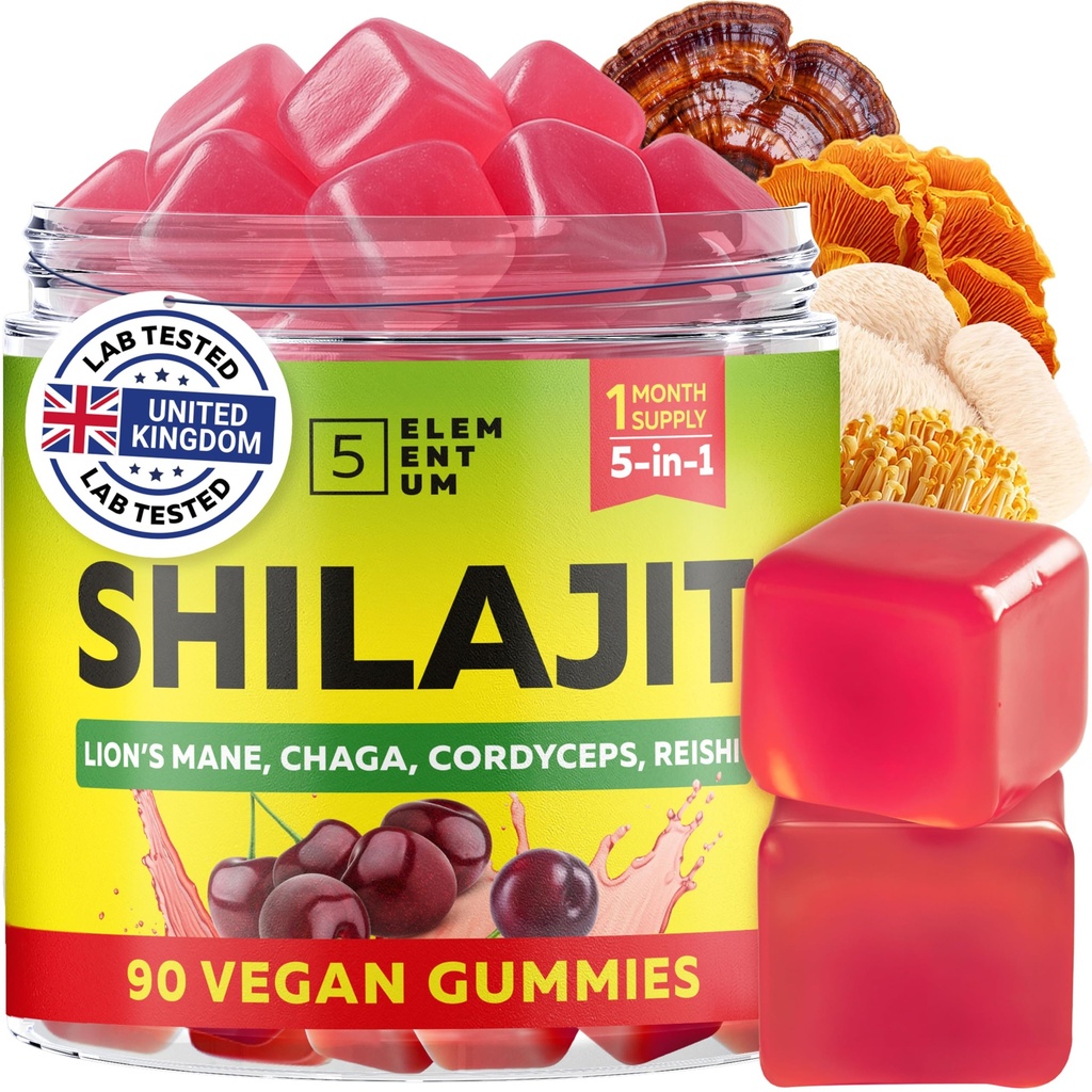 Shilajit Gummies 9000mg with LionÃ”Ã‡Ã–s Mane, Reishi, Chaga, Cordyceps Ã”Ã‡Ã´ 100% Natural