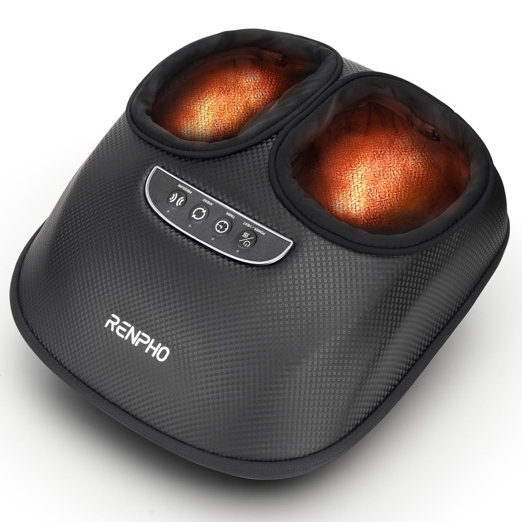 RENPHO Foot Massager with Heat, Shiatsu Deep Kneading Foot Massage, 3 Air Compression Modes
