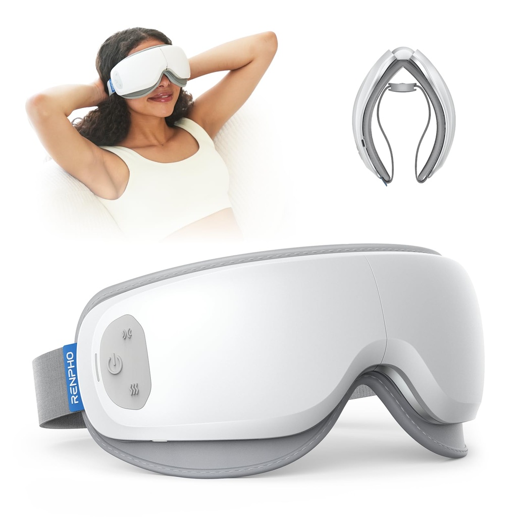 RENPHO Ultra-Quiet Eye Massager with Heat, Lightweight Heated Eye Massage Mask for Dry Eyes