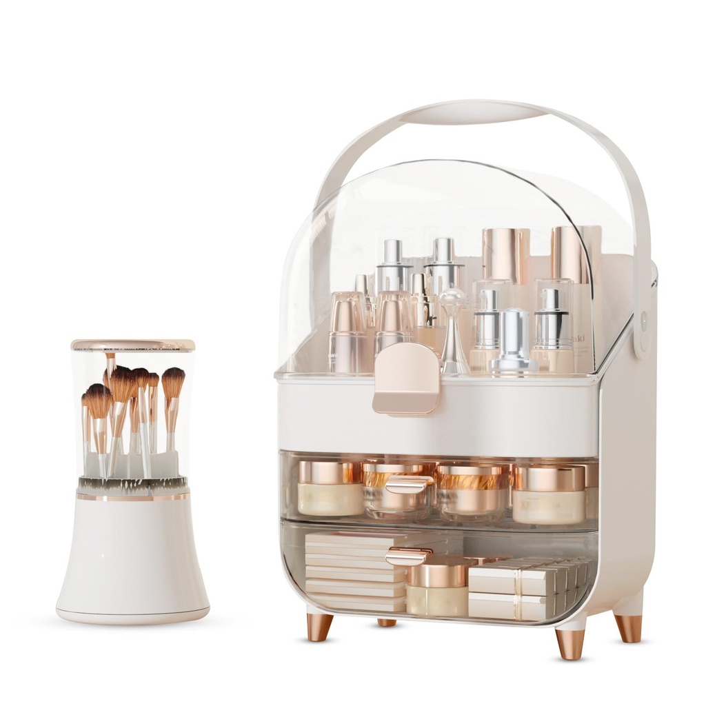 CLBDRESS Makeup Storage Organiser with Clear Lid Cosmetic Organisers with Drawers Rotating