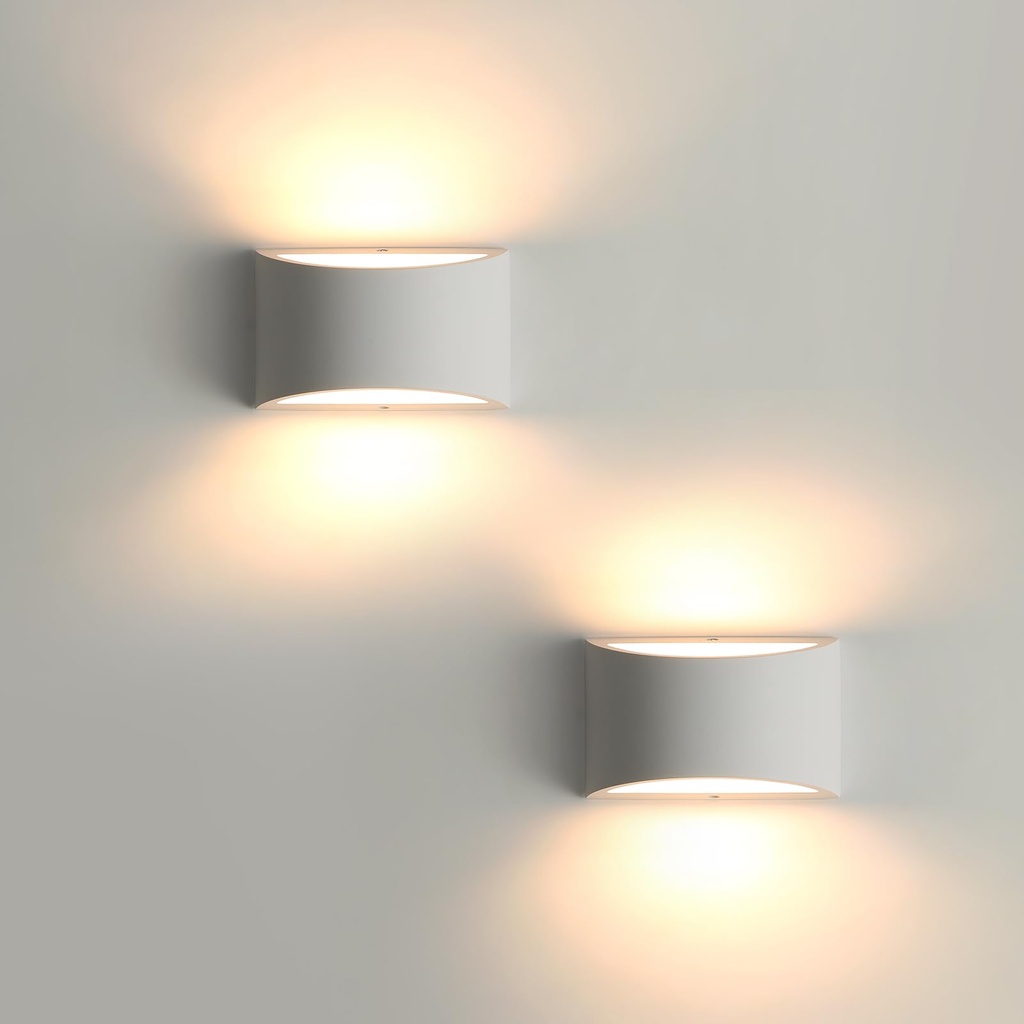 Pheashine Indoor Wall Lights 2 Pack, 7W Warm White LED Modern Plaster Wall Lights