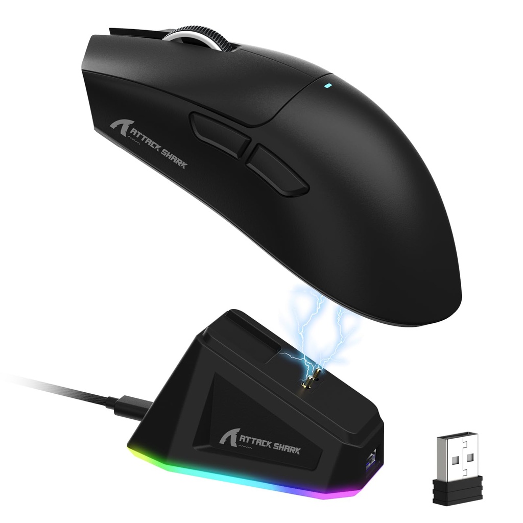 LexonElec x Attack Shark X11 Wireless Gaming Mouse with RGB Magnetic Charging Station