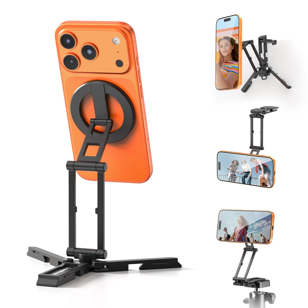 ULANZI SK29 Mini Magnetic Phone Tripod, Concealed Hook, 360?? Rotating, Aluminium Foldable