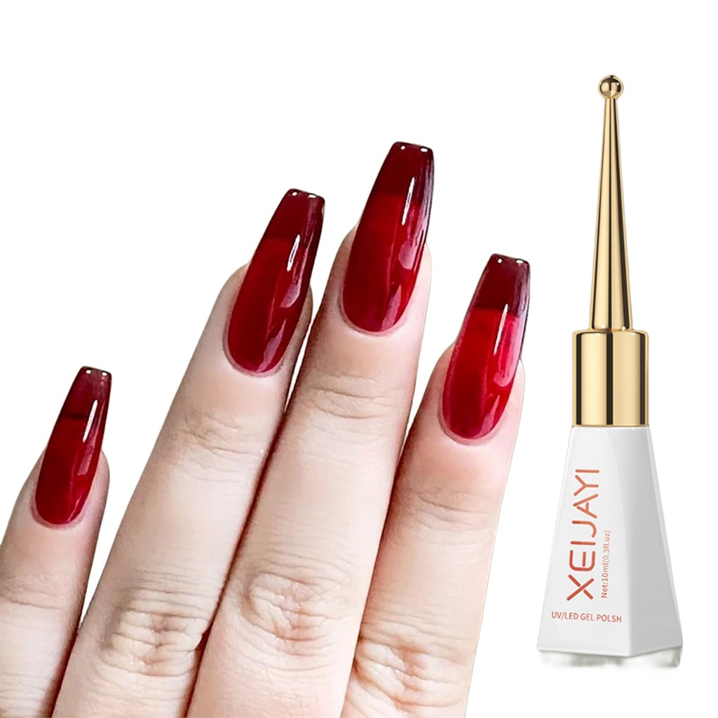Bright Red Jelly Gel Polish - Clear Red Cherry Soak Off UV/LED Nail Art Professional Manicu
