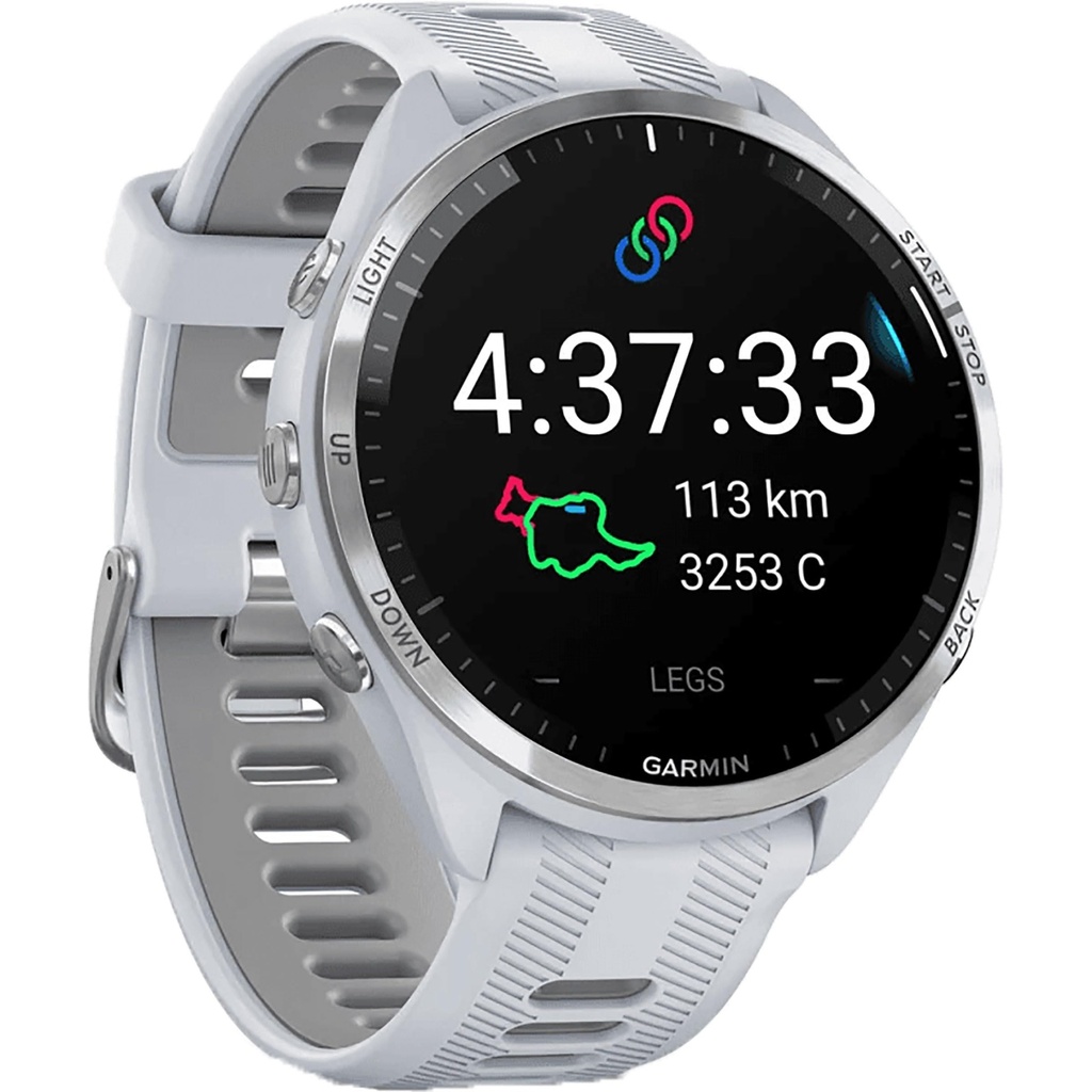 Garmin Forerunner 965 Quartz Smartwatch for Unisex, Whitestone/Powder Grey