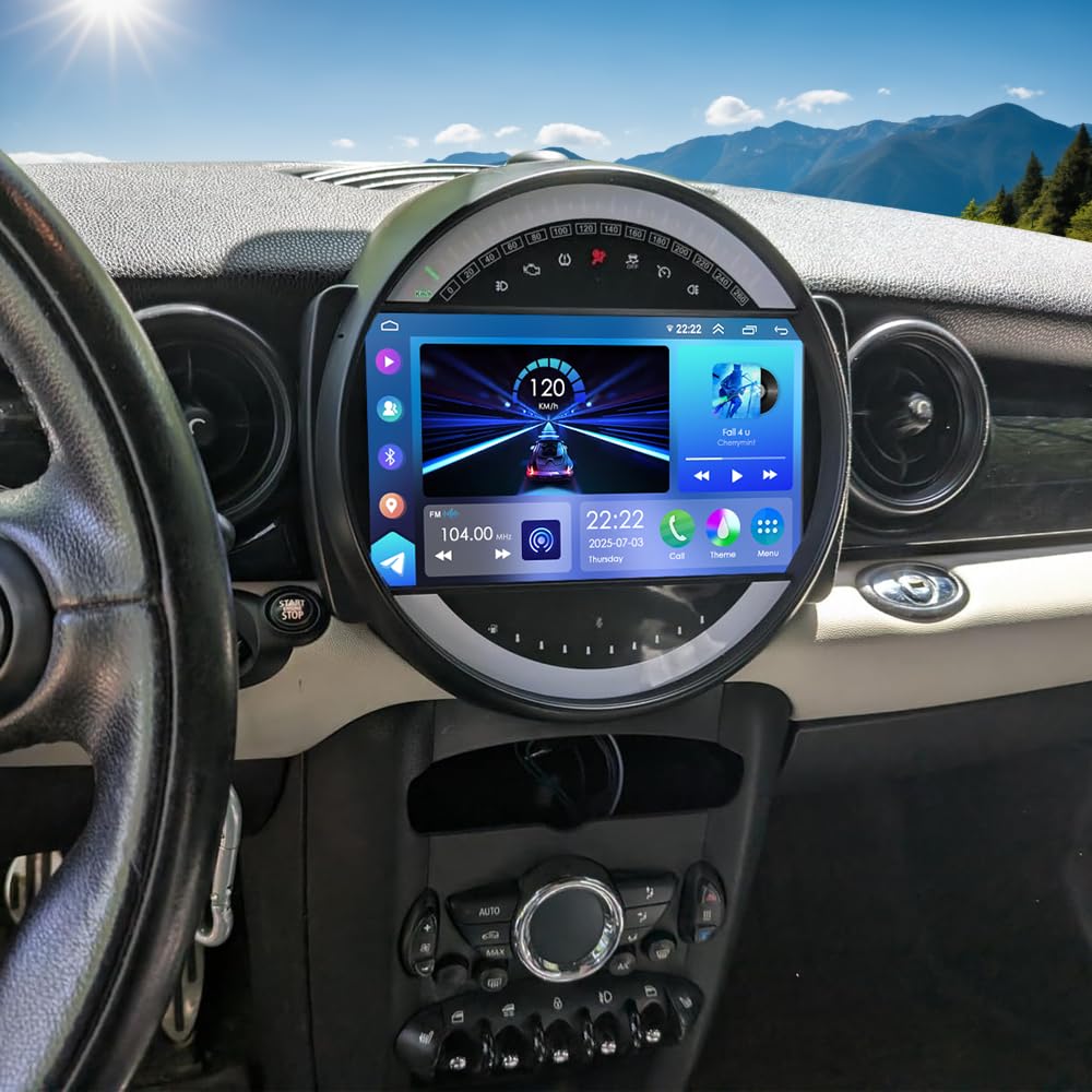 9 Inch 4G+64G Android 15 Car Stereo Radio for Mini Cooper R56 2007-2014 Double Din Car Stereo